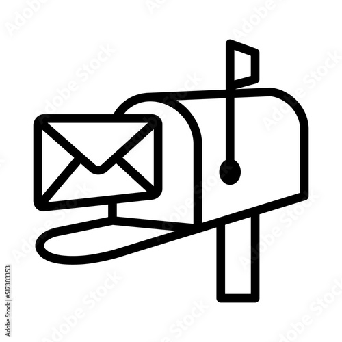 Post mount mailbox with letter or mail line art vector icon for apps and websites