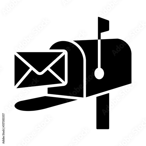 Post mount mailbox with letter or mail flat vector icon for apps and websites