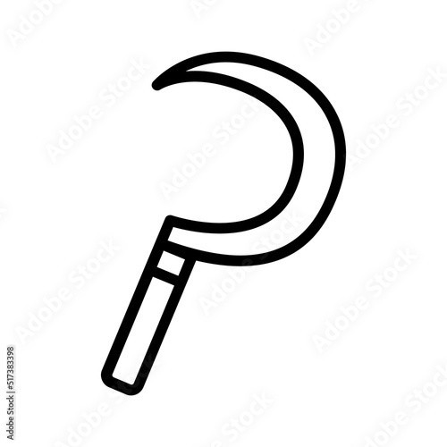 Sickle or reaping hook line art vector icon for apps and websites