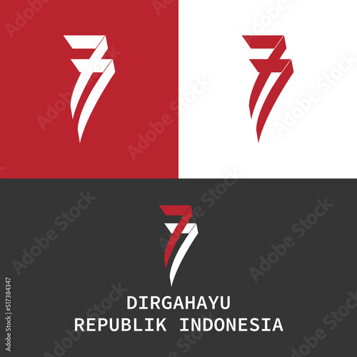 logo inspiration number 77 seventy seven red white. DIRGAHAYU INDONESIA. Happy Indonesia Independence day photo