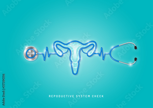 Healthcare and medical concept stethoscope shape repoductive system and checkup all organs. wishing you stay in good health.