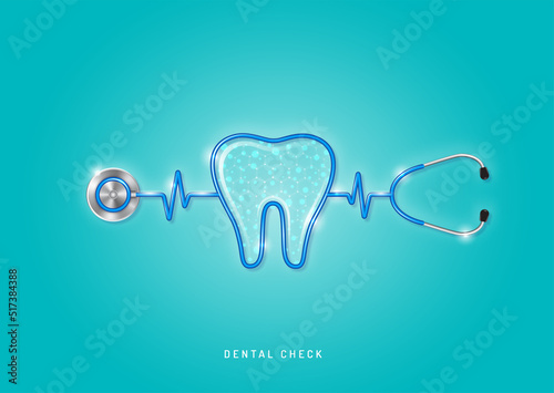Healthcare and medical concept stethoscope shape dental and checkup all organs. wishing you stay in good health.
