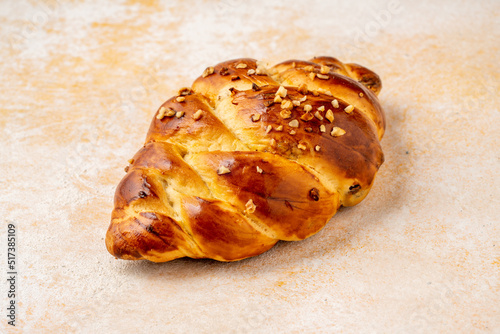Принти на полотні Homemade braided challah bread on vintage background