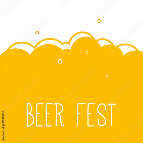 Yellow beer background. Oktoberfest, beer festival. Beer foam. Flat vector illustration.