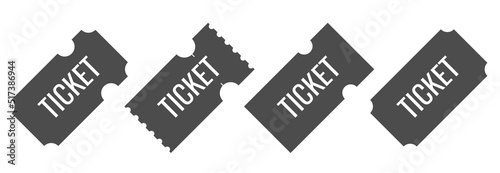 Set blank ticket template. Concert ticket, lottery coupons. Vector coupon 