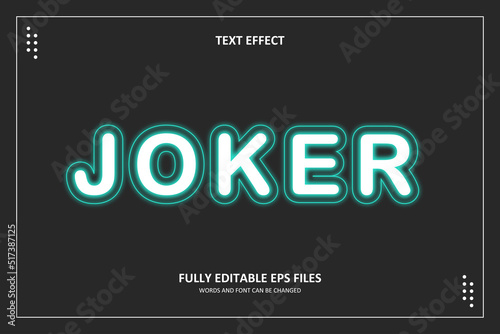 3D Joker Cyan Neon Text Effect Template Editable 