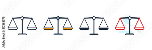 scales icon logo vector illustration. scales of justice symbol template for graphic and web design collection