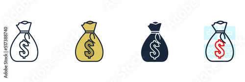 money bag icon logo vector illustration. saving money bag symbol template for graphic and web design collection