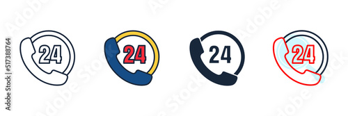 support icon logo vector illustration. 24/7 hotline symbol template for graphic and web design collection