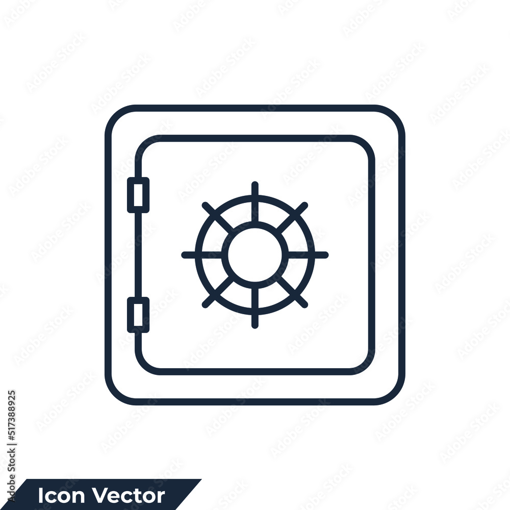 bank safe icon logo vector illustration. security metal safes symbol template for graphic and web design collection