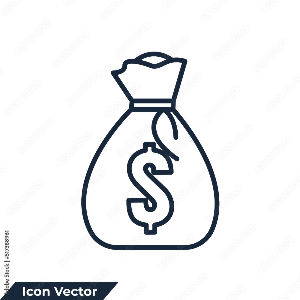 money bag icon logo vector illustration. saving money bag symbol template for graphic and web design collection money bag icon logo vector illustration. saving money bag symbol template for graphic and web design collection