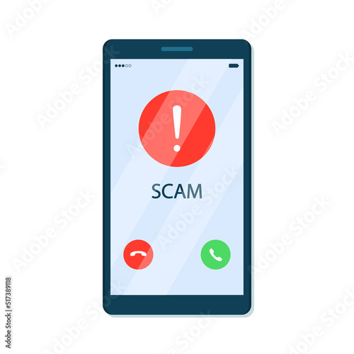 Fotografering Mobile phone screen with incoming call from scammers