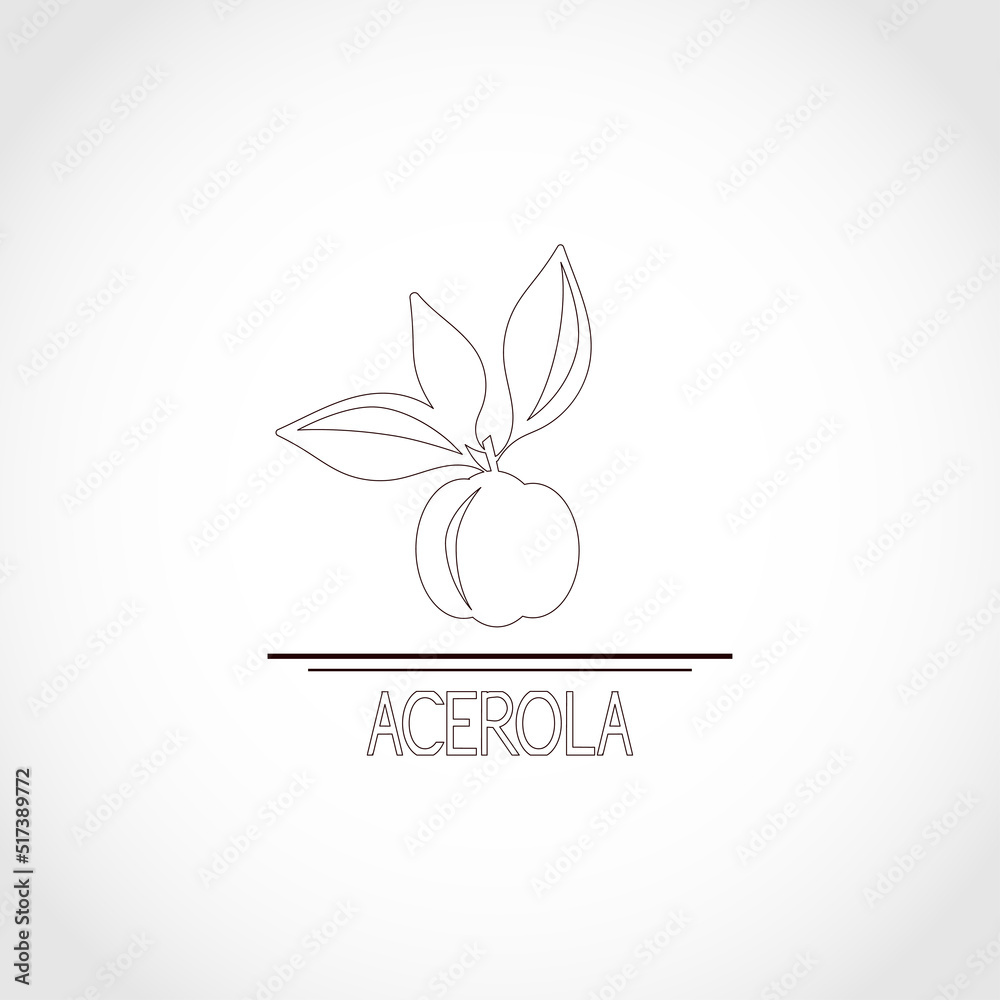 Acerola. Logo, icon, emblem. Contour Acerola. Logo, icon, emblem. Contour