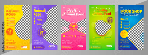 Social Media Post story animals food baner or flyer for marketing template with modern colorful style