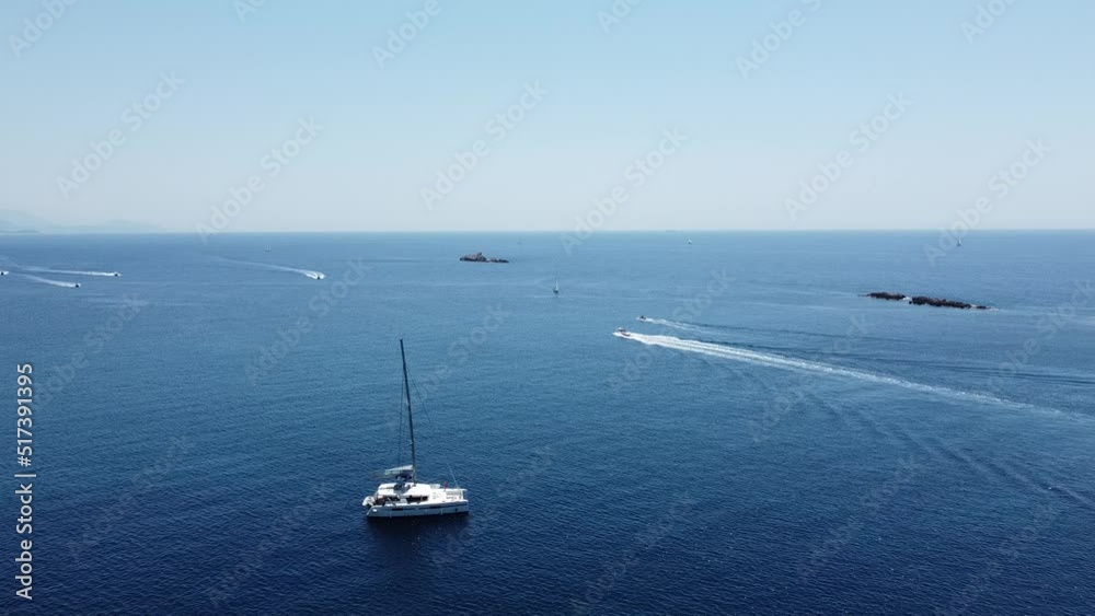 Yachts and speed boats on Adriatic - aerial view Yachts and speed boats on Adriatic - aerial view