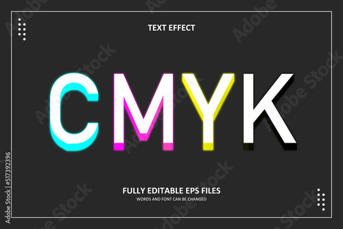 3D CMYK Neon Text Effect Template Editable	