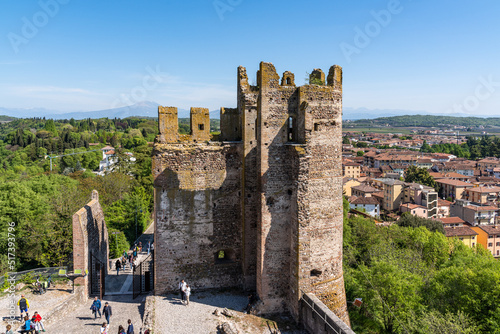 The medieval Castello Scaligero (Scaliger Castle) offers a scenic view from the top, Valleggio sul Mincio, Veneto, Italy photo