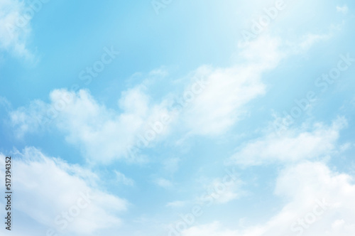 Blue sky with white cloud. The summer heaven is colorful clearing day Good weather and beautiful nature in the morning.