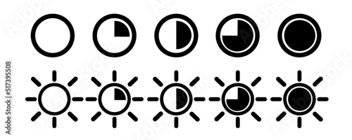 Screen brightness level icon. Day and night slider level control. Brightness contrast on white background. Vector elements eps10