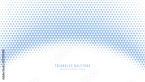 Triangles Halftone Geometric Subtle Texture Vector Semi Circle Border White Blue Abstract Background. Faded Chequered Triangle Particles Structure. Triangular Halftone Art Graphic Pure Light Wallpaper