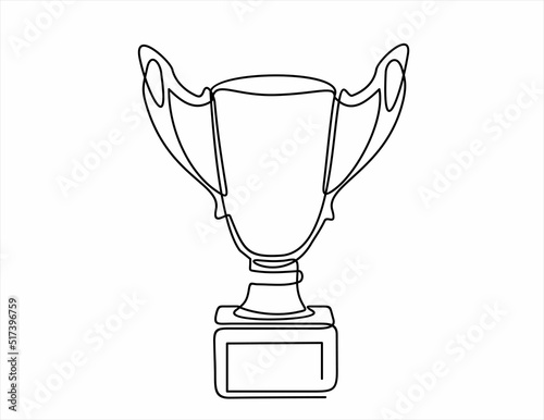 one line drawing continuous line winner trophy