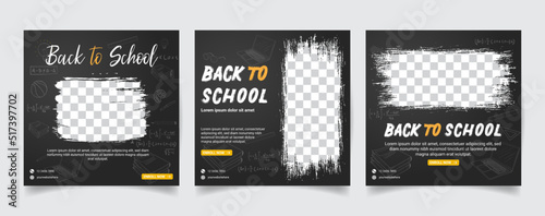 back to school social media post template set. Back to school admission promotion banner.