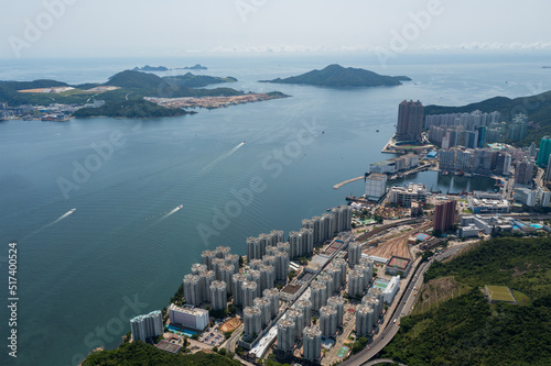 Hong Kong Top view of the seaside city