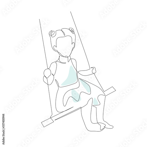 Vector illustration of a girl on a swing 