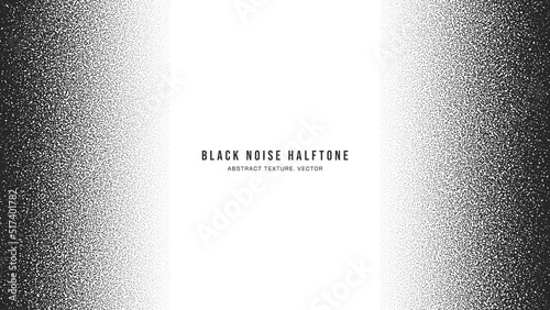 Black Noise Stipple Dots Halftone Gradient Vector Border Isolate On White Background. Hand Drawn Dotwork Abstract Grungy Grainy Texture. Pointillism Art Abstraction Dotted Graphic Grunge Illustration
