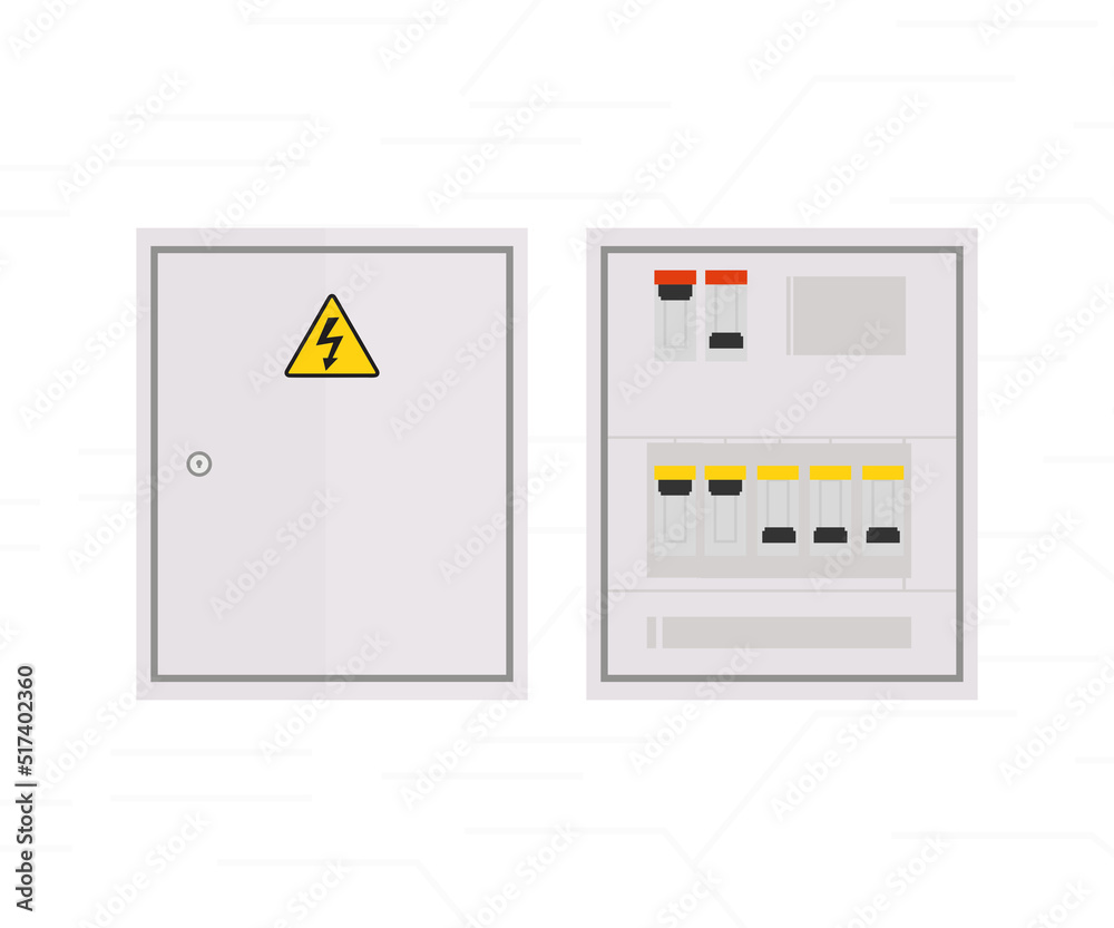 Outdoor electric control box logo design. Transformer circuit breakers, electrical