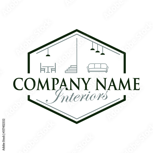 Interior room, furniture gallery logo design