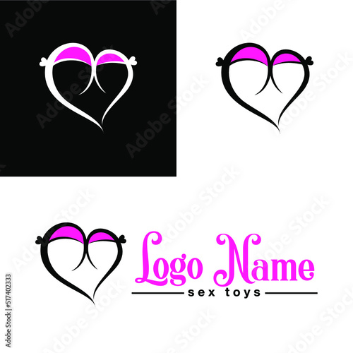 Adult store logo design. Cute Sex shop badge template. Sexy label Vector elements. Sexuality shop symbol, icon - woman. Use for brochures, facades, window signage, insignias, advertisement