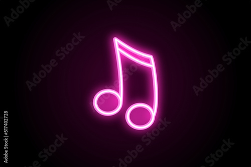 Glowing neon musical note music symbol sign 