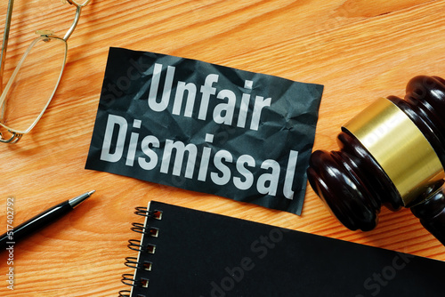 Unfair dismissal is shown using the text