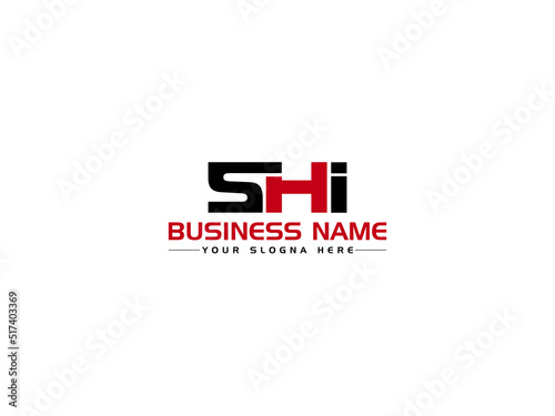 Abstract SHI Logo Icon Design, Colorful SH s h i Logo Icon Vector With Red Black Three Letter Design For Your Business photo