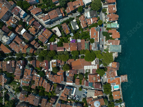 Kuzguncuk Street Drone Photo, Kuzguncuk Coast Uskudar, Istanbul Turkey