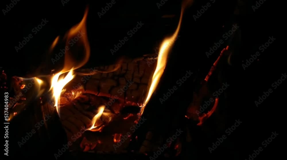 Screensaver for TV with a fireplace. Fire in the oven in autumn