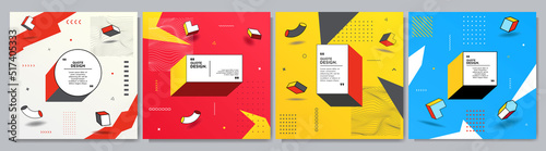 Vector illustration. Modern Art graphic. Dynamic frame. Stylish geometric background. Design element for social media template, web banner, advertising. 70s, 80s retro funky graphic