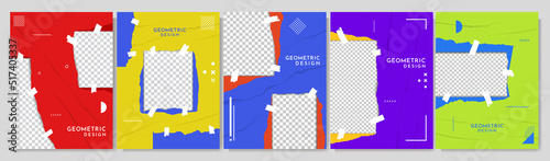Vector illustration. Torn paper effect. Color note stickers. Colorful gradient banner collection. Design for brochure, book cover, magazine, poster, gift or business card, banner. Rumpled plastic wrap