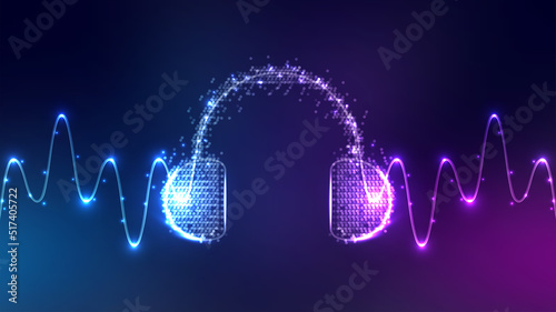 Headphone icon with wave cord