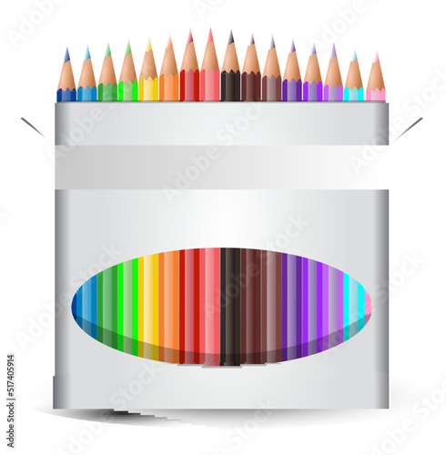 realistic multi colored pencils. various colored 

pencils in a white box.  colored pencils sharpened
