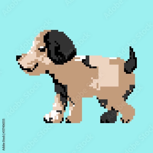pixel art cartoon of puppy illustration