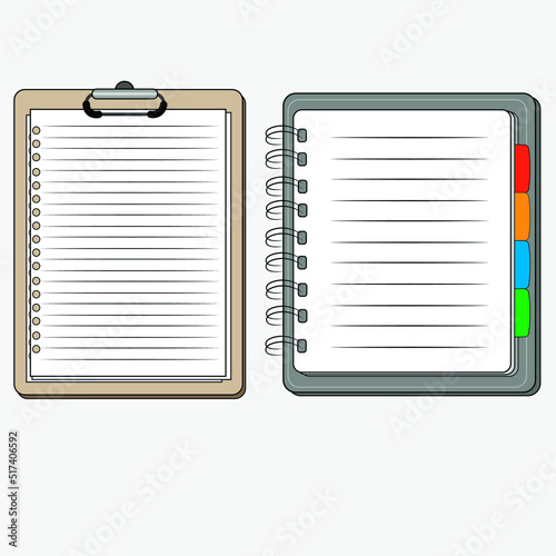 Folder-tablet for work and notes, vector graphics. Notepad for study and quick notes.