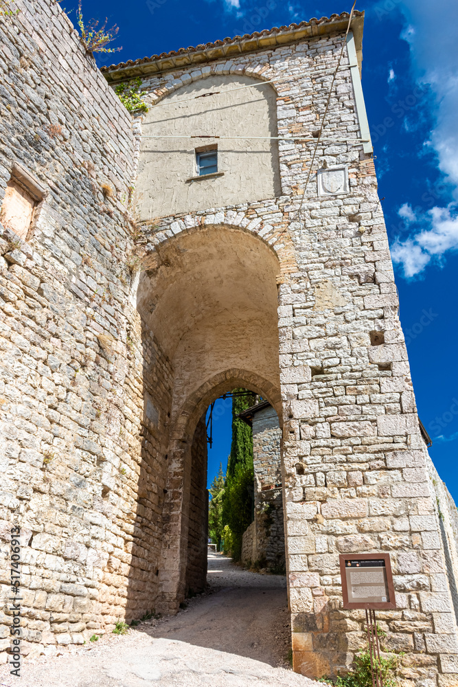 Ancient roman gate in Gubbio, Umbria Central italy
