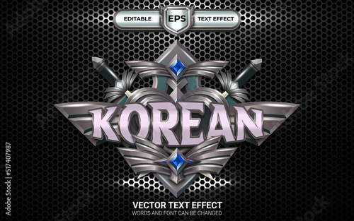 The Korean Army Badge with Editable Text Effect Game Style