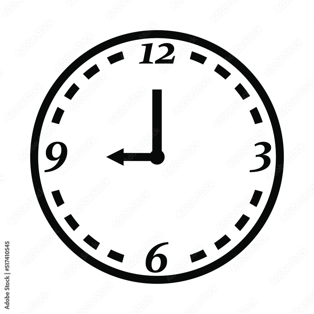 Clock icon, flat design illustration vector with Black Color Clock icon, flat design illustration vector with Black Color