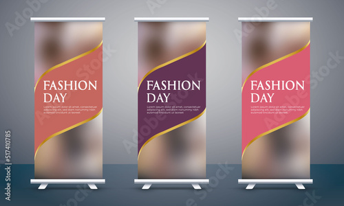 Fashion roll up banner design stand template