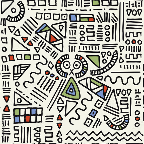 Obraz na płótnie Abstract, hand drawn vector pattern inspired by Joan Miro