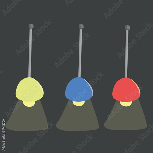 Set of Hanging Lamps. Modern Chandelier with Light Bulb. Home, room and Studio decor. Vector illustration. photo