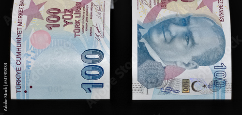 various banknotes. Turkish lira photos. © akif